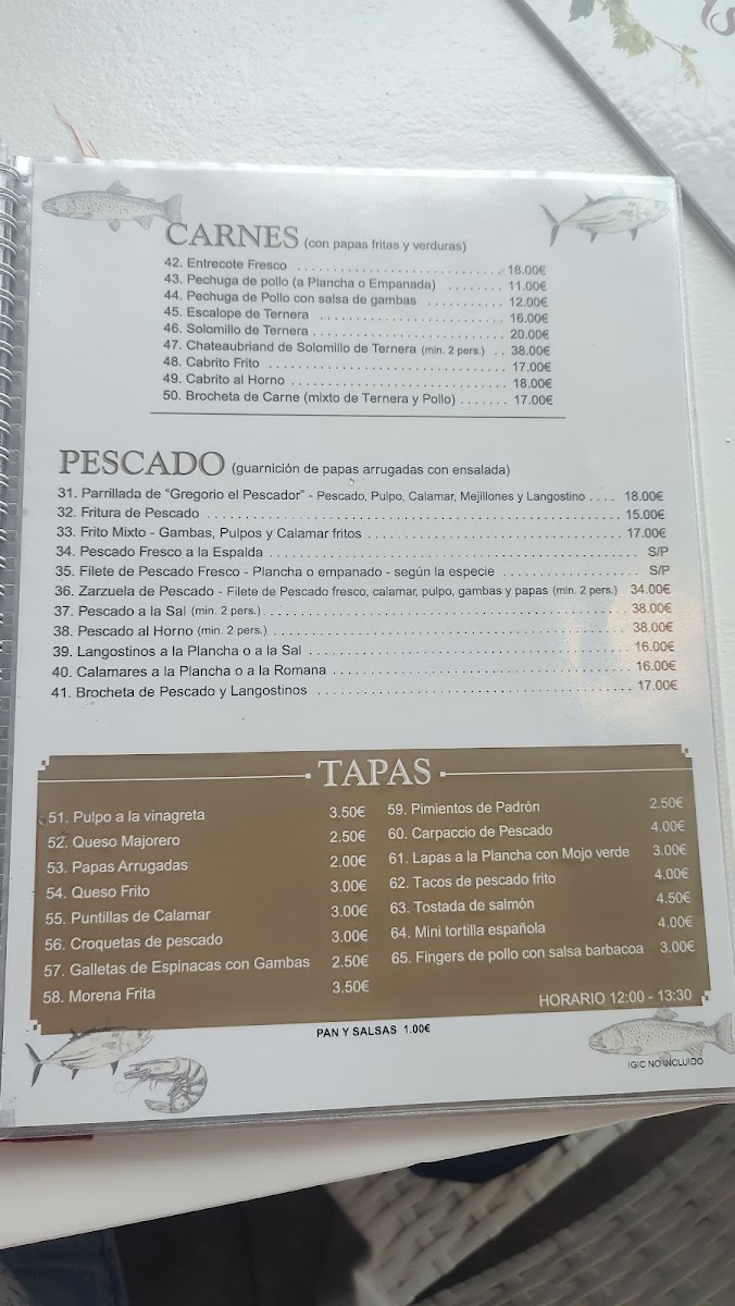 Menu Restaurante Gregorio El Pescador-7