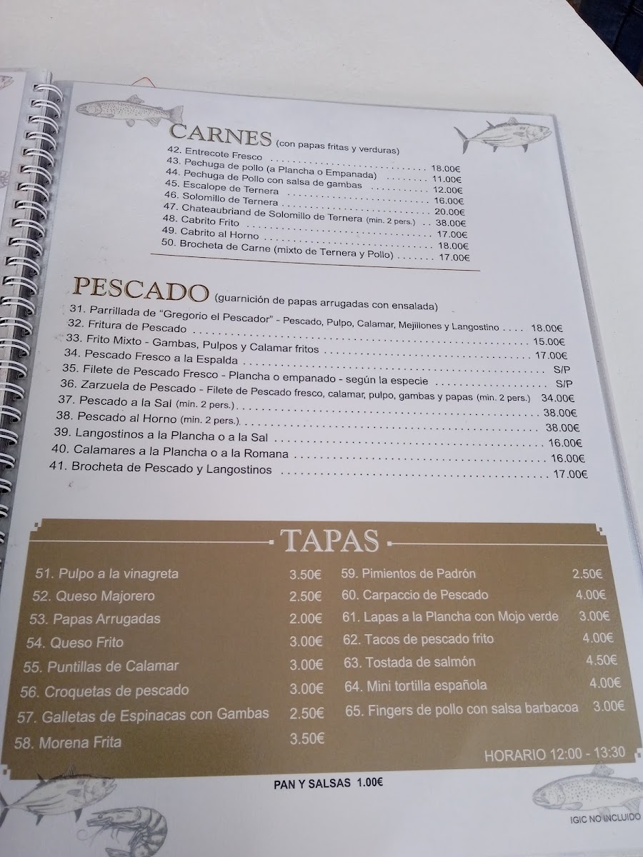 Menu Restaurante Gregorio El Pescador-8